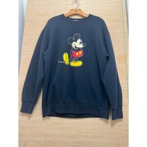 Vintage Walt Disney World Mickey Mouse Black Crewneck Sweatshirt Adult Large